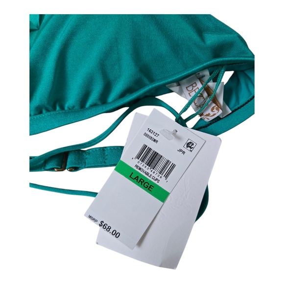 BECCA Teal Ruffle Bikini Top, Large - Picture 4 of 5